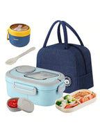 Versatile Lunch Box Set | 2-Layer Bento Lunch Box with Microwave-Safe Design | Includes Cutlery & Portable Bag for Easy Meal Prep