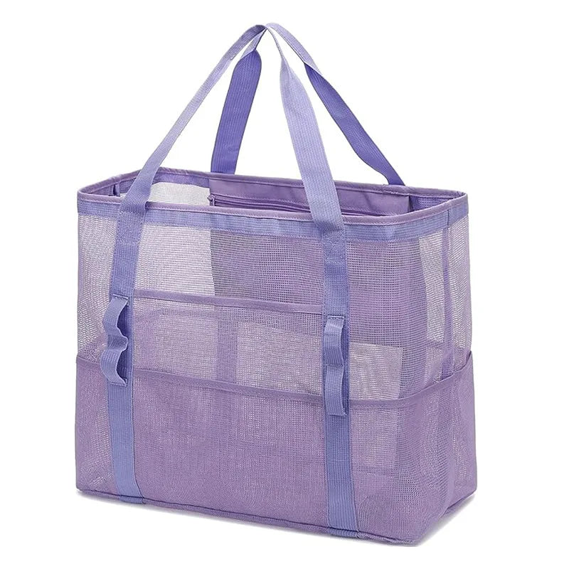 Versatile Mesh Beach Bag Tote with High Capacity Design | Ideal Organizer for Travel and Outdoor Activities