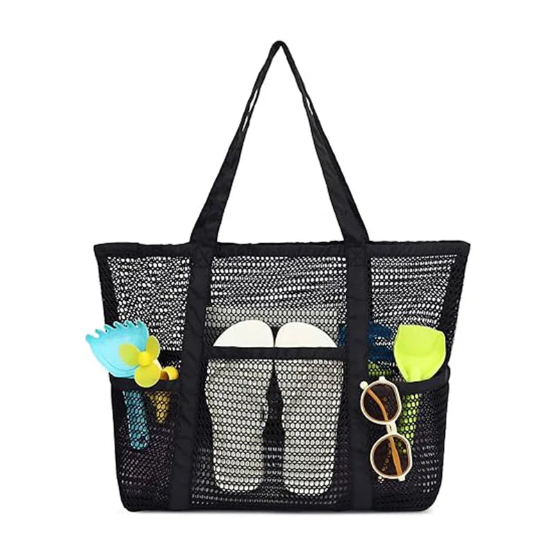 Versatile Mesh Beach Bag Tote with High Capacity Design | Ideal Organizer for Travel and Outdoor Activities
