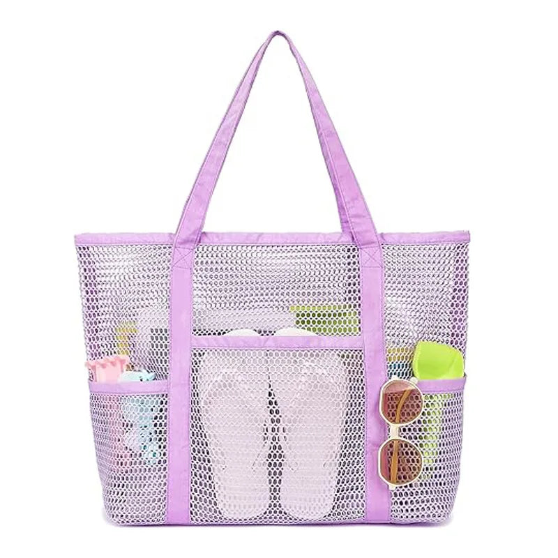 Versatile Mesh Beach Bag Tote with High Capacity Design | Ideal Organizer for Travel and Outdoor Activities