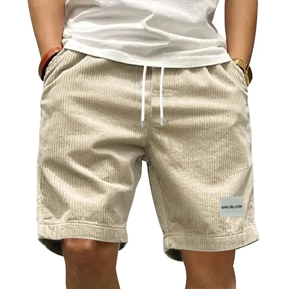 Vintage Corduroy Cargo Shorts for Men, Summer Casual