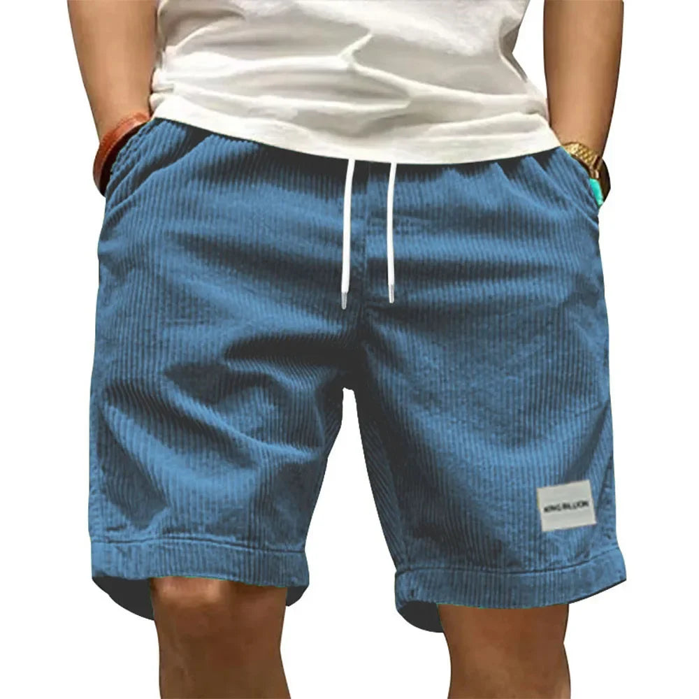 Vintage Corduroy Cargo Shorts for Men, Summer Casual