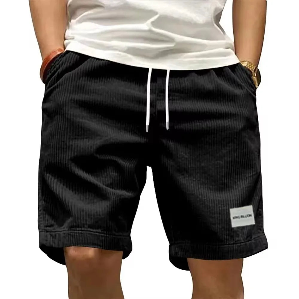 Vintage Corduroy Cargo Shorts for Men, Summer Casual