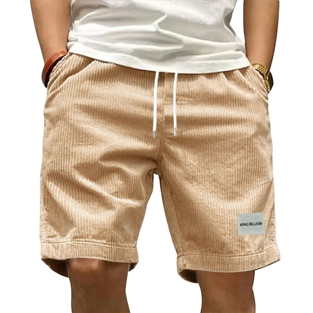 Vintage Corduroy Cargo Shorts for Men, Summer Casual