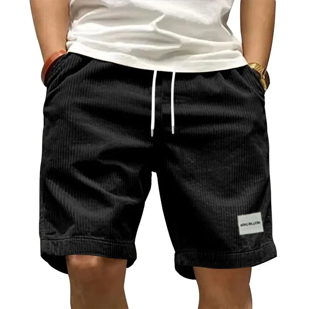 Vintage Corduroy Cargo Shorts for Men, Summer Casual