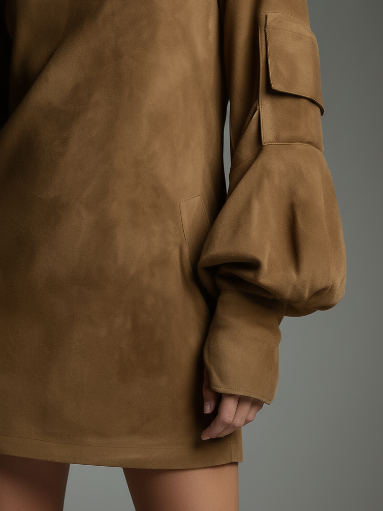 Vintage Style | Women's Dress with Cozy Turtleneck | Relaxed Fit for Casual Outings