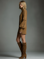 Vintage Style | Women's Dress with Cozy Turtleneck | Relaxed Fit for Casual Outings