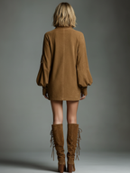 Vintage Style | Women's Dress with Cozy Turtleneck | Relaxed Fit for Casual Outings