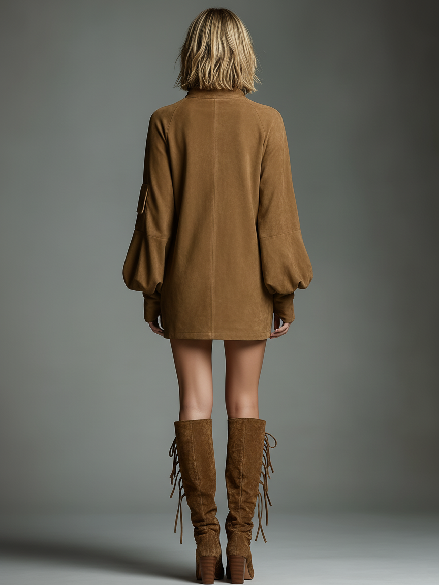 Vintage Style | Women's Dress with Cozy Turtleneck | Relaxed Fit for Casual Outings