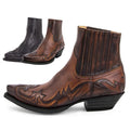 Embroidered Western Leather Ankle Boots - Unisex