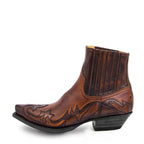 Embroidered Western Leather Ankle Boots - Unisex