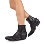 Embroidered Western Leather Ankle Boots - Unisex