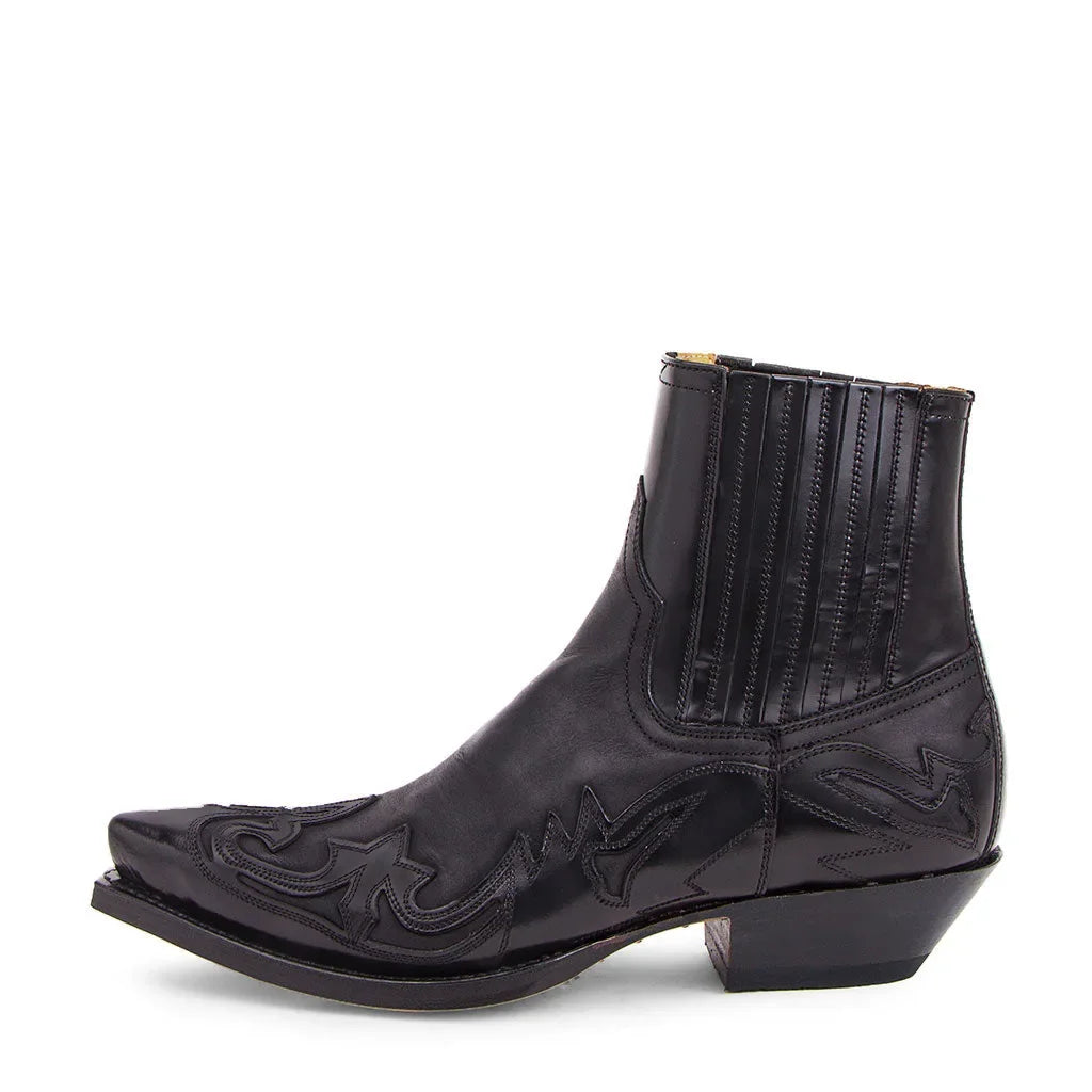 Embroidered Western Leather Ankle Boots - Unisex
