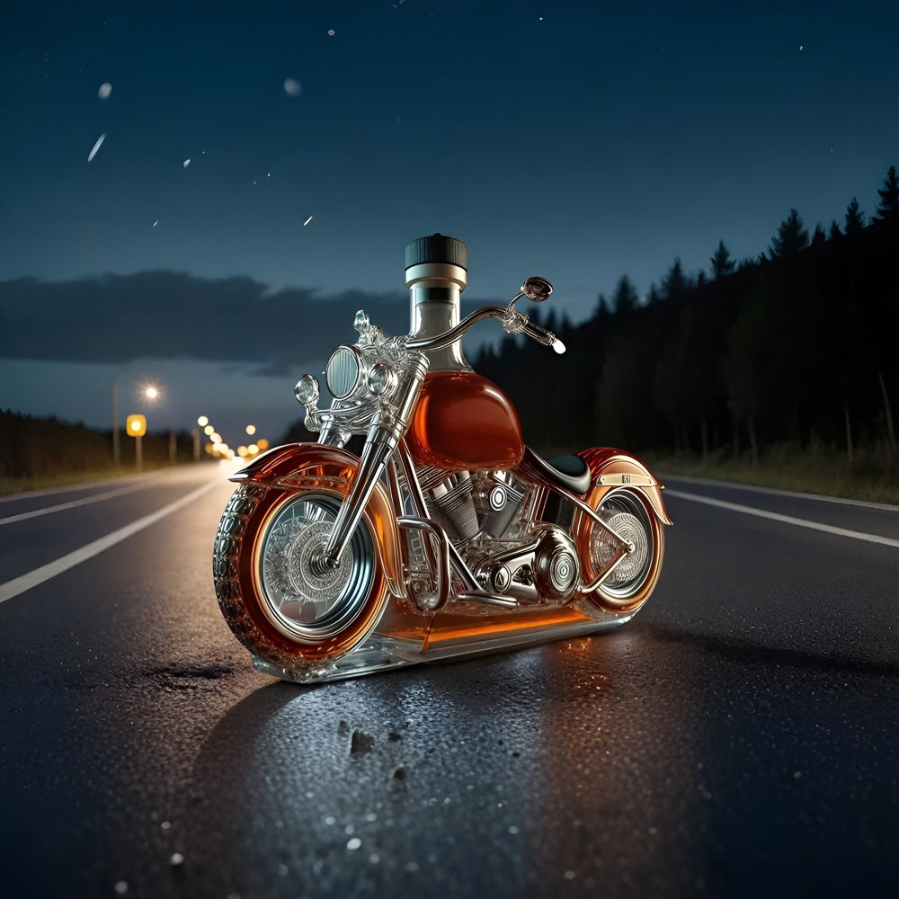 Motorcycle Glass Whiskey Decanter Bottle