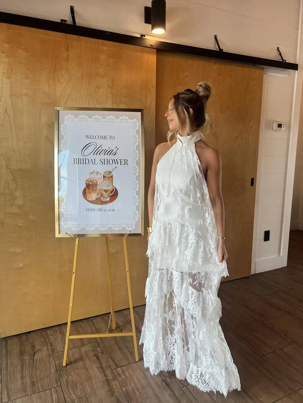 Women's White Lace Halter Neck Tiered Maxi Dress  Boho Backless Floral Wedding Guest Summer Gown