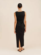 Cotton Linen Square Neck Suspender Maxi Dress – Women's Slim Fit Summer Dress