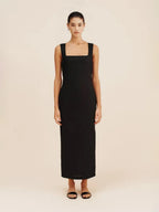 Cotton Linen Square Neck Suspender Maxi Dress – Women's Slim Fit Summer Dress