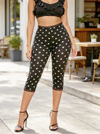 Women’s Lace Trim Capri Pants – Elastic Waist Cropped Summer Pants