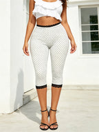 Women’s Lace Trim Capri Pants – Elastic Waist Cropped Summer Pants