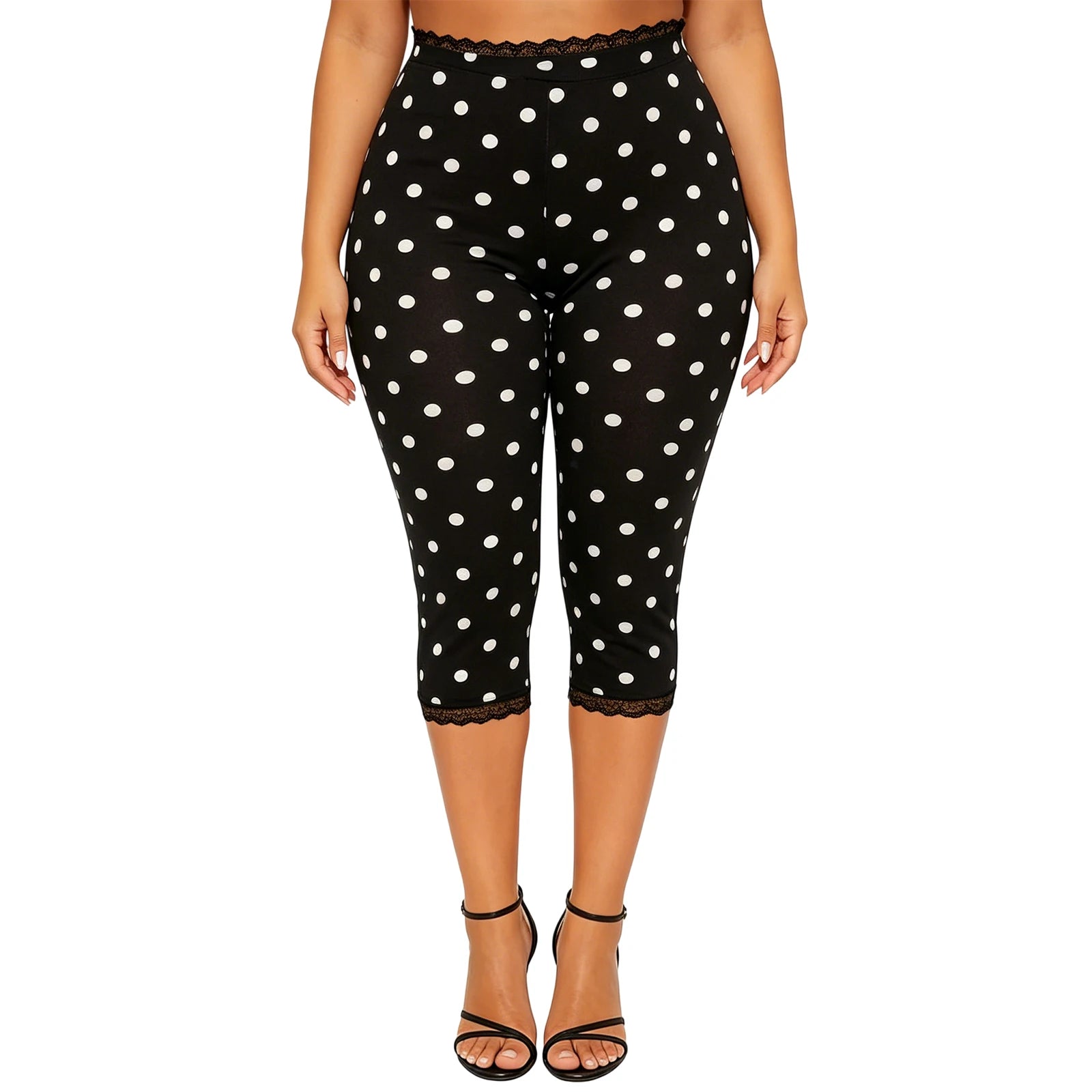 Women’s Lace Trim Capri Pants – Elastic Waist Cropped Summer Pants