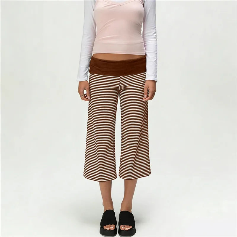 Women’s Foldover Wide Leg Capri Pants – Cropped Gaucho Lounge Pants