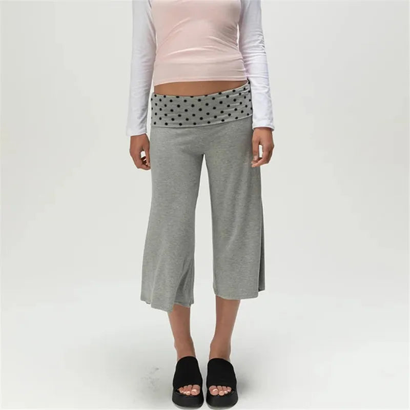 Women’s Foldover Wide Leg Capri Pants – Cropped Gaucho Lounge Pants