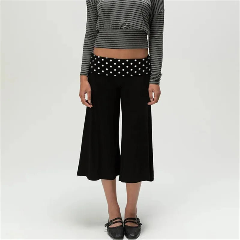 Women’s Foldover Wide Leg Capri Pants – Cropped Gaucho Lounge Pants