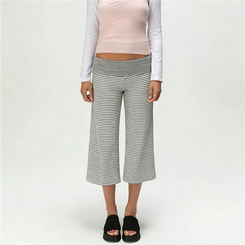 Women’s Foldover Wide Leg Capri Pants – Cropped Gaucho Lounge Pants