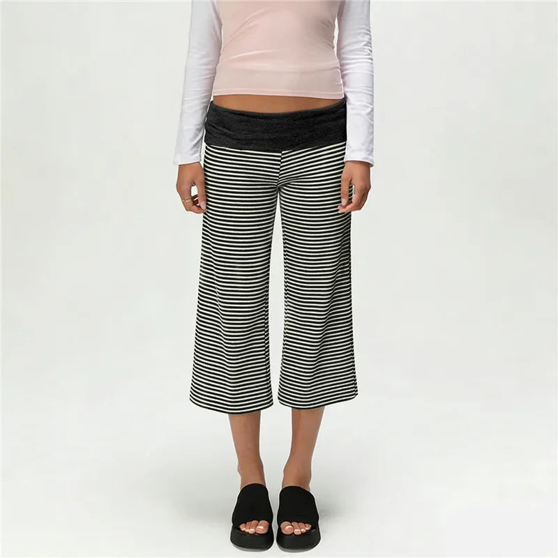 Women’s Foldover Wide Leg Capri Pants – Cropped Gaucho Lounge Pants