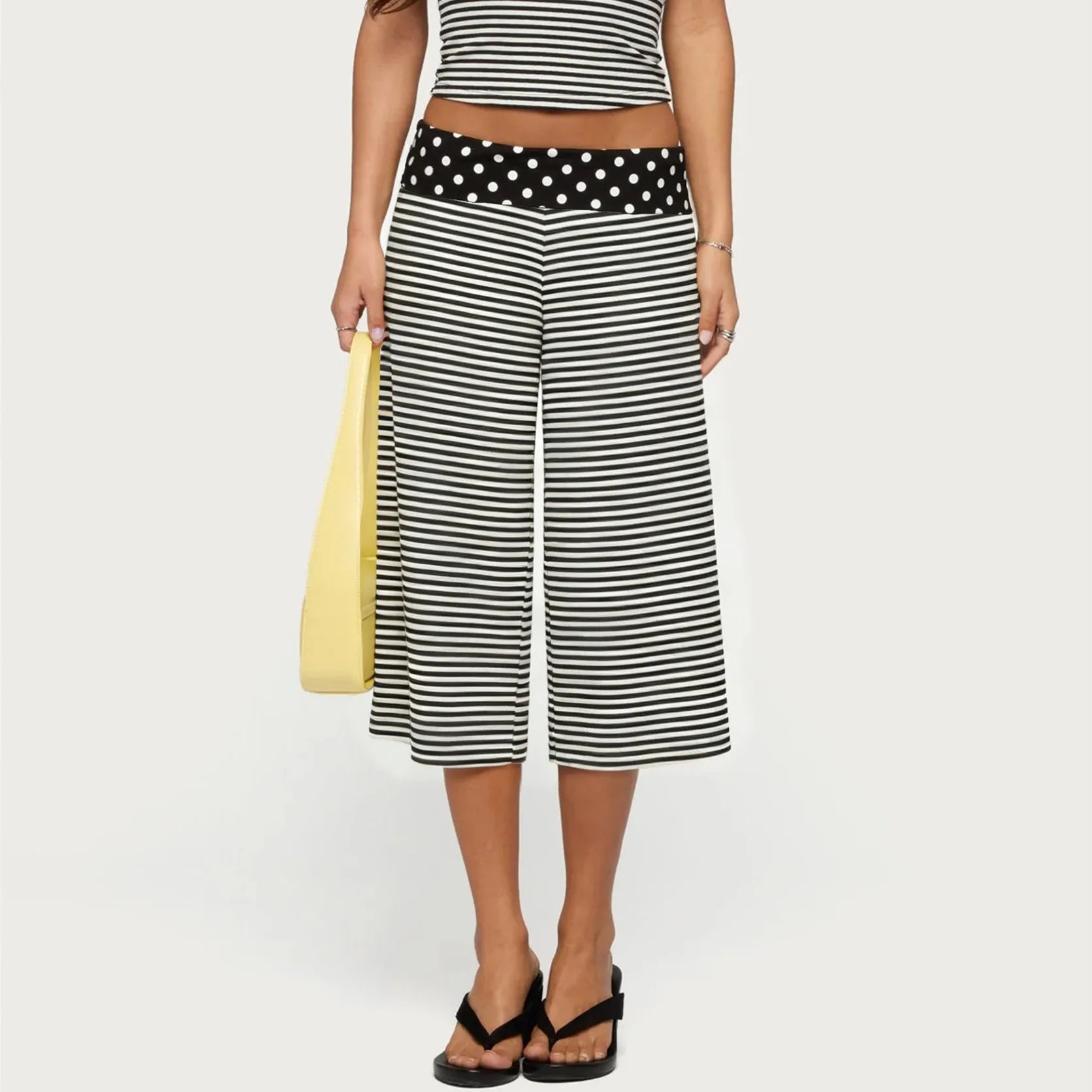 Women’s Foldover Wide Leg Capri Pants – Cropped Gaucho Lounge Pants