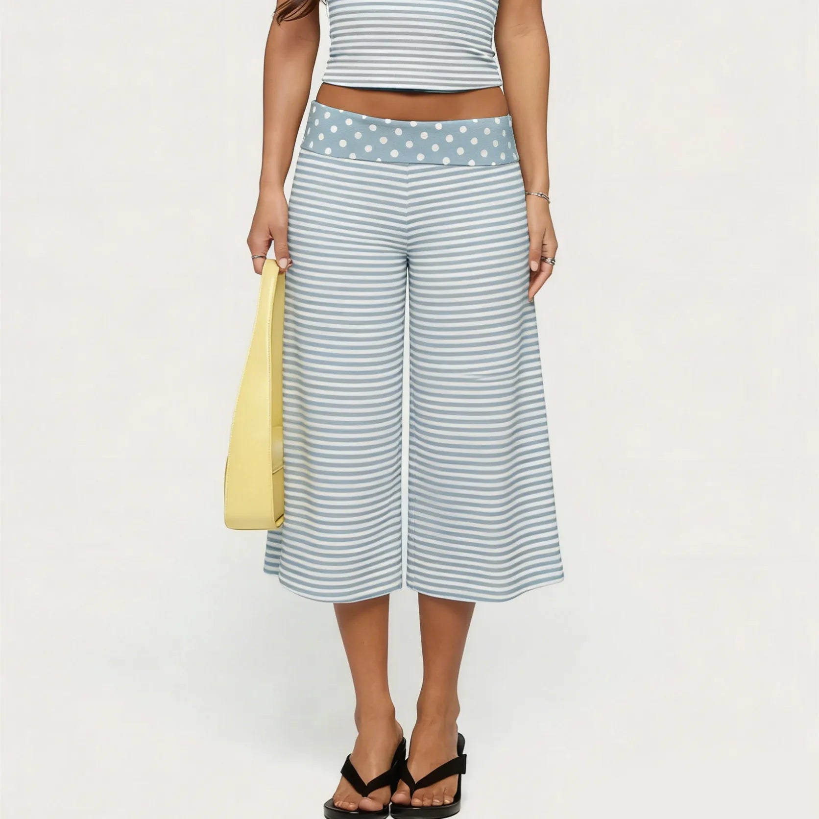 Women’s Foldover Wide Leg Capri Pants – Cropped Gaucho Lounge Pants
