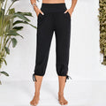 Women’s High Waist Cropped Black Linen Pants