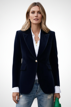 Women’s Tailored Blazer with Structured Lapels and Single Button Closure