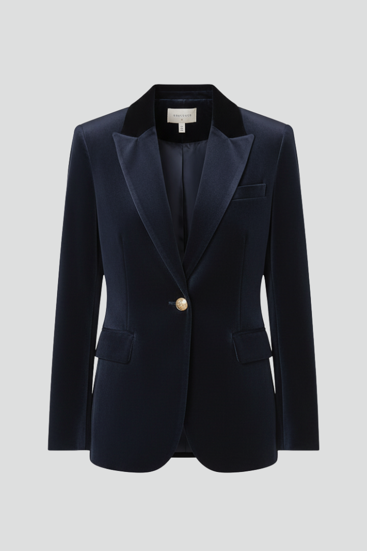 Women’s Tailored Blazer with Structured Lapels and Single Button Closure
