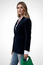 Women’s Tailored Blazer with Structured Lapels and Single Button Closure