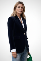 Women’s Tailored Blazer with Structured Lapels and Single Button Closure