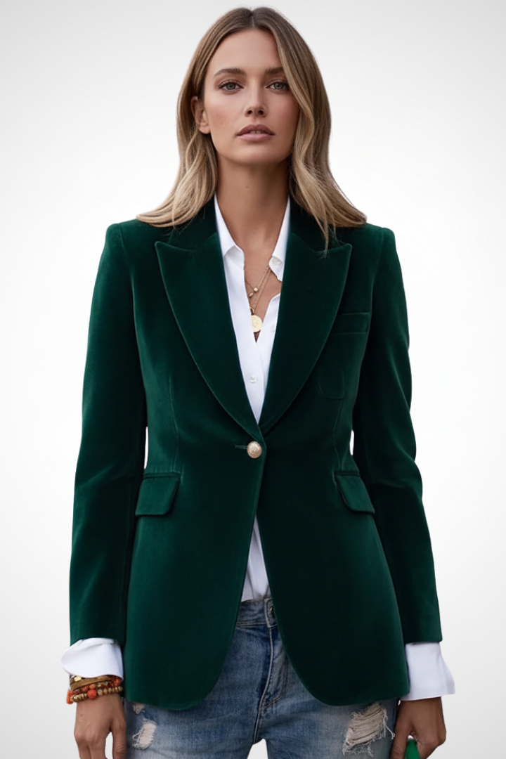 Women’s Tailored Blazer with Structured Lapels and Single Button Closure