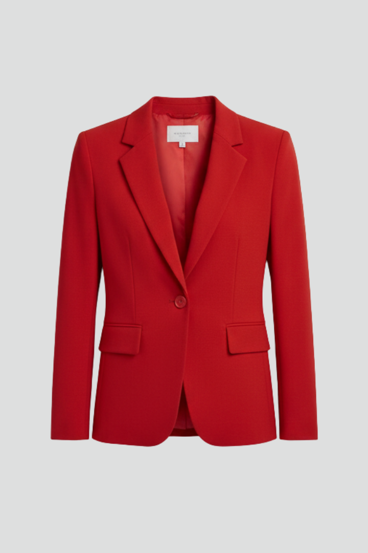 Women’s Tailored Blazer with Notched Lapel and Single Button Closure