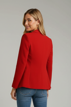 Women’s Tailored Blazer with Notched Lapel and Single Button Closure