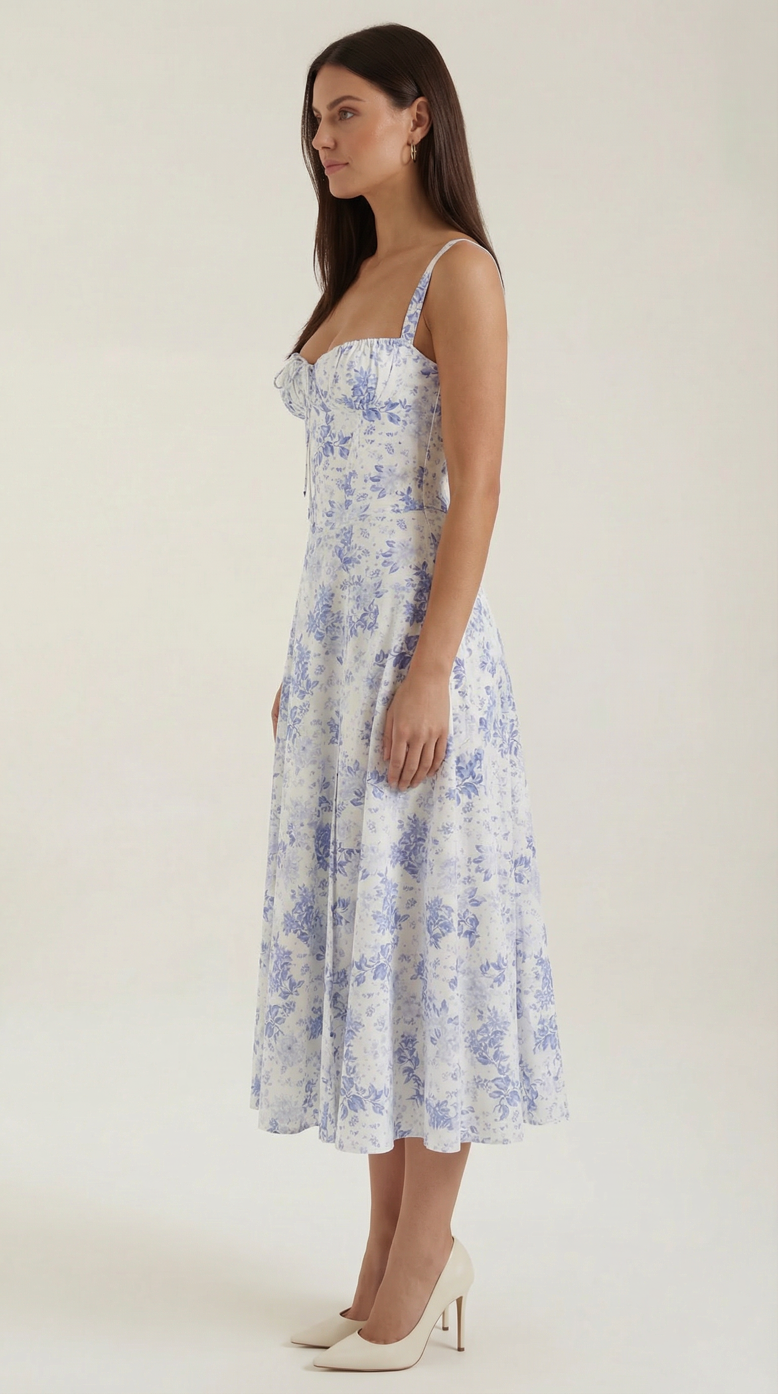 Rosa Mae Women’s Midi Sundress – Sweetheart Neckline Floral A-Line Tea-Length Dress, Cottagecore Elegant Summer Outfit