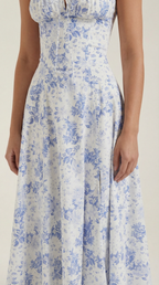 Rosa Mae Women’s Midi Sundress – Sweetheart Neckline Floral A-Line Tea-Length Dress, Cottagecore Elegant Summer Outfit