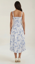 Rosa Mae Women’s Midi Sundress – Sweetheart Neckline Floral A-Line Tea-Length Dress, Cottagecore Elegant Summer Outfit