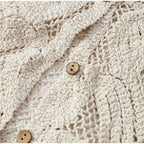 Women’s Crochet Button Up Shirt – Open Knit Long Sleeve Summer Top