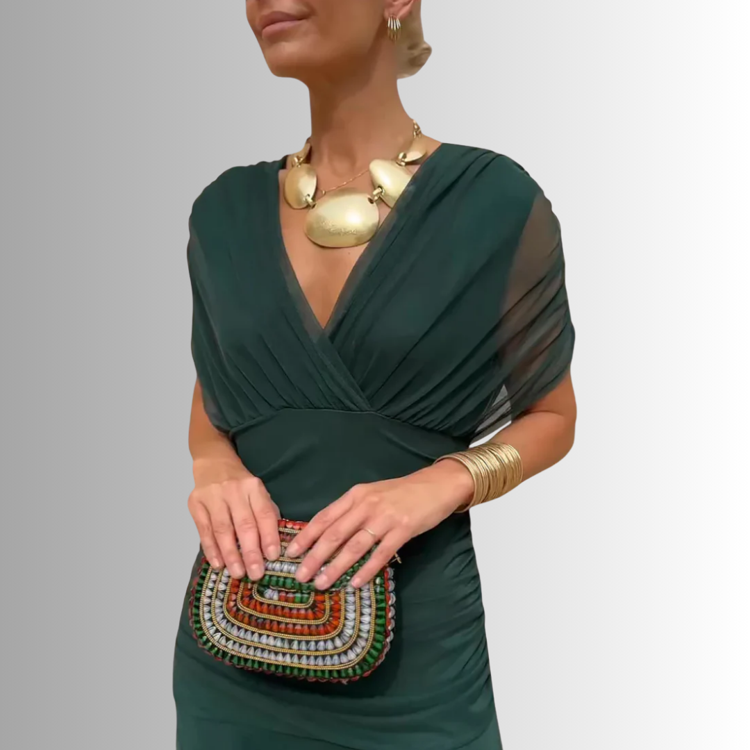 Women's Soft Flowing Maxi Dress with Elegant V-Neckline