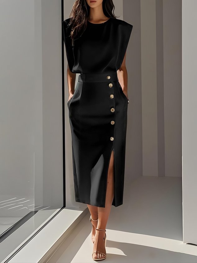 Elegant Women's Structured Midi Dress Perfect for Work and Events