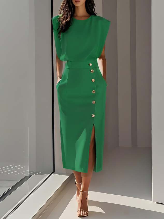 Elegant Women's Structured Midi Dress Perfect for Work and Events