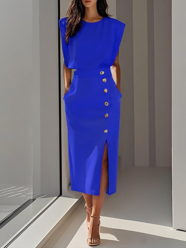 Elegant Women's Structured Midi Dress Perfect for Work and Events