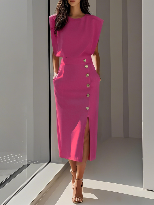 Elegant Women's Structured Midi Dress Perfect for Work and Events