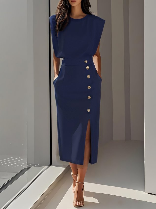 Elegant Women's Structured Midi Dress Perfect for Work and Events