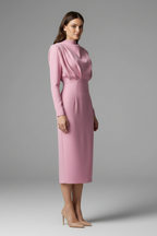 Women’s High Neck Long Sleeve Ankle-Length Dress for Elegant Comfort